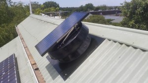Solar ventilator on cathedral ceiling