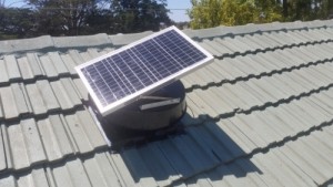 Solar Whiz SW1400-RAF on west-facing tile roof Solar Whiz SW1400-RAF solar roof ventilator on west-facing tile roof