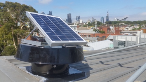 Solar whiz SW2100-RAF fitted to metal tray roof in Melbourne Solar whiz SW2100-RAF solar roof ventilator fitted to metal tray roof in Melbourne