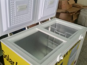 Inside of 300 litre solar freezer
