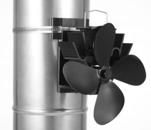 Flue mounted stove fan