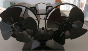 Twin fan wood stove fan