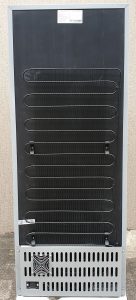 Rear view of Juka BCD178S solar-powered fridge